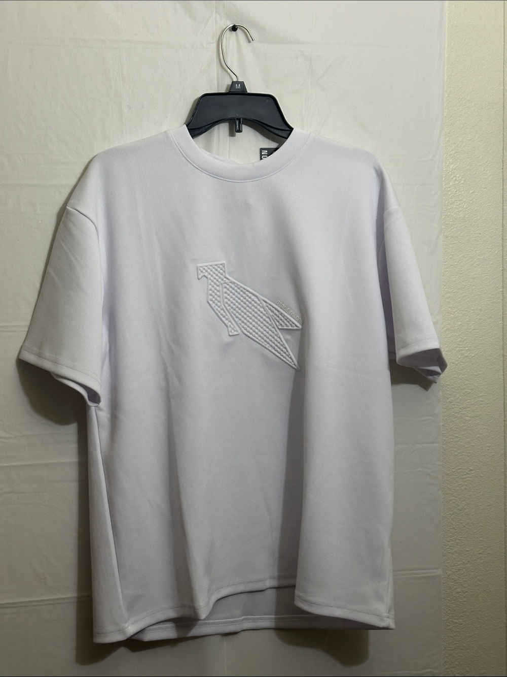 Men's White Short Sleeve Embossed Logo Tee